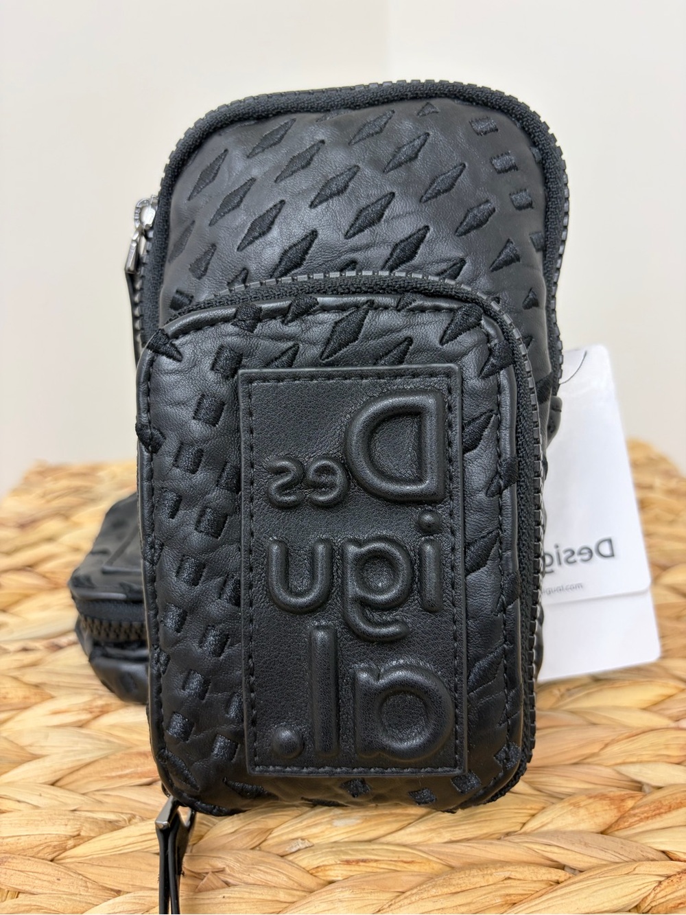 Desigual Black Textured Mini Belt Pouch